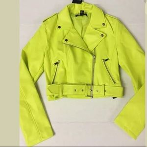 lime green leather jacket